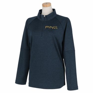 ピン PING　レディース ハニカムメッシュ 長袖 ハーフジップ ハイネックシャツ 622-1269003　2021年モデル ネイビー（120）