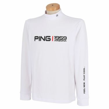ピン PING　メンズ UVカット ストレッチ 長袖 ハイネックシャツ 621-2269803　2022年モデル ホワイト（030）