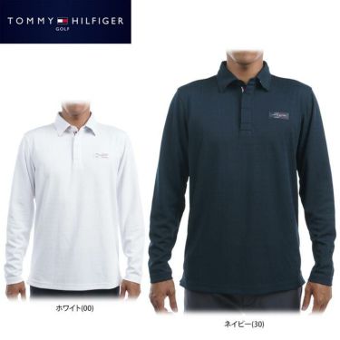 トミー ヒルフィガー ゴルフ　メンズ モノグラムジャカード 総柄 ストレッチ 長袖 比翼仕立て ポロシャツ THMA268　2022年モデル 詳細1
