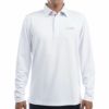 トミー ヒルフィガー ゴルフ　メンズ モノグラムジャカード 総柄 ストレッチ 長袖 比翼仕立て ポロシャツ THMA268　2022年モデル ホワイト（00）