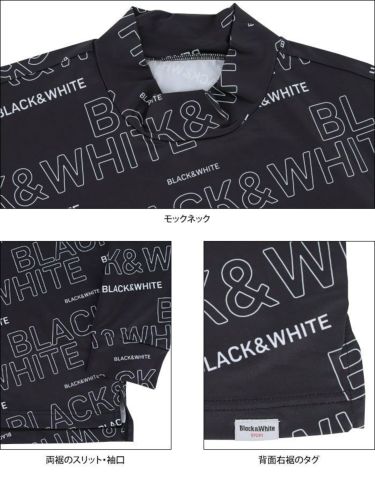 ブラック＆ホワイト Black＆White　ホワイトライン レディース 総柄 ロゴプリント ストレッチ 長袖 モックネックシャツ BLF9202WL　2022年モデル 詳細4