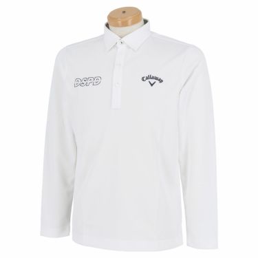 キャロウェイ Callaway　メンズ 鹿の子 ストレッチ 長袖 台衿 ポロシャツ C22233100　2022年モデル ホワイト（1030）
