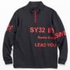 SY32 by SWEET YEARS　メンズ ロゴデザイン ストレッチ 長袖 ハーフジップ プルオーバー SYG-22A03　2022年モデル ブラック（001）