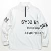 SY32 by SWEET YEARS　メンズ ロゴデザイン ストレッチ 長袖 ハーフジップ プルオーバー SYG-22A03　2022年モデル ホワイト（002）