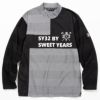 SY32 by SWEET YEARS　メンズ メランジボーダー 生地切替 長袖 ハーフジップシャツ SYG-22A25　2022年モデル Mブラック（250）