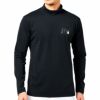 マンシングウェア Munsingwear　メンズ メタリックロゴプリント 鹿の子 ストレッチ 長袖 モックネックシャツ MEMUJB03　2022年モデル ブラック（BK00）