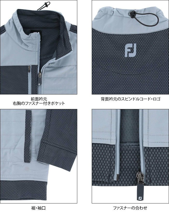 フットジョイ FootJoy メンズ ロゴデザイン 生地切替 裏起毛 ストレッチ 長袖 フルジップ ジャケット FJ-F22-O03 2022年モデル  | 【公式】有賀園ゴルフオンラインAGO