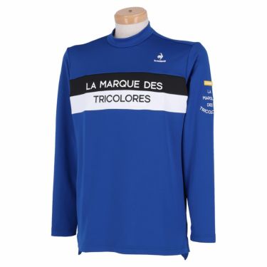 ルコック Le coq sportif　メンズ マルチカラー配色 長袖 モックネックシャツ QGMUJB04　2022年モデル ブルー（BL00）