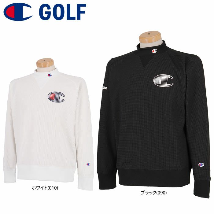 チャンピオンゴルフ ChampionGOLF メンズ ワッフル生地 星条旗モチーフワッペン 長袖 Vガゼット モックネックシャツ C3-WG403  2022年モデル | 【公式】有賀園ゴルフオンラインAGO