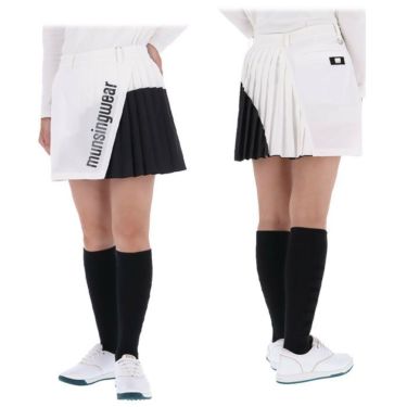 マンシングウェア Munsingwear　レディース ロゴプリント 生地切替 ラップ風 ストレッチ インナーパンツ一体型 プリーツ スカート MEWUJE01　2022年モデル 詳細3