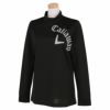 キャロウェイ Callaway　レディース ビッグロゴプリント ストレッチスムース 長袖 ハイネックシャツ C22233209　2022年モデル ブラック（1010）