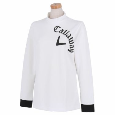 キャロウェイ Callaway　レディース ビッグロゴプリント ストレッチスムース 長袖 ハイネックシャツ C22233209　2022年モデル ホワイト（1030）