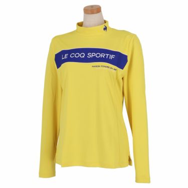 ルコック Le coq sportif　レディース 胸ボーダー UVカット 長袖 モックネックシャツ QGWUJB02　2022年モデル イエロー（YL00）