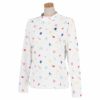 ルコック Le coq sportif　レディース パリモチーフ 総柄 長袖 モックネック シャツ QGWUJB04　2022年モデル ホワイト（WH00）