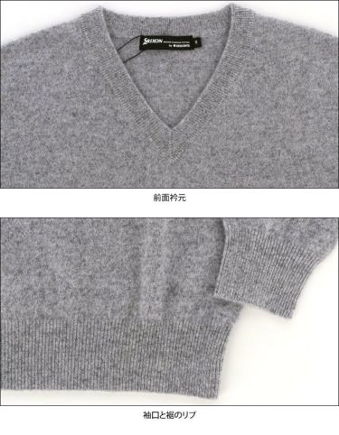 スリクソン SRIXON　メンズ ロゴ刺繍 カシミヤ 長袖 Vネック セーター RGMUJL05　2022年モデル 詳細4
