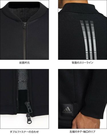 アディダス adidas　メンズ スリーライン 生地切替 長袖 フルジップ ニット ジャケット BU229　2022年モデル 詳細4