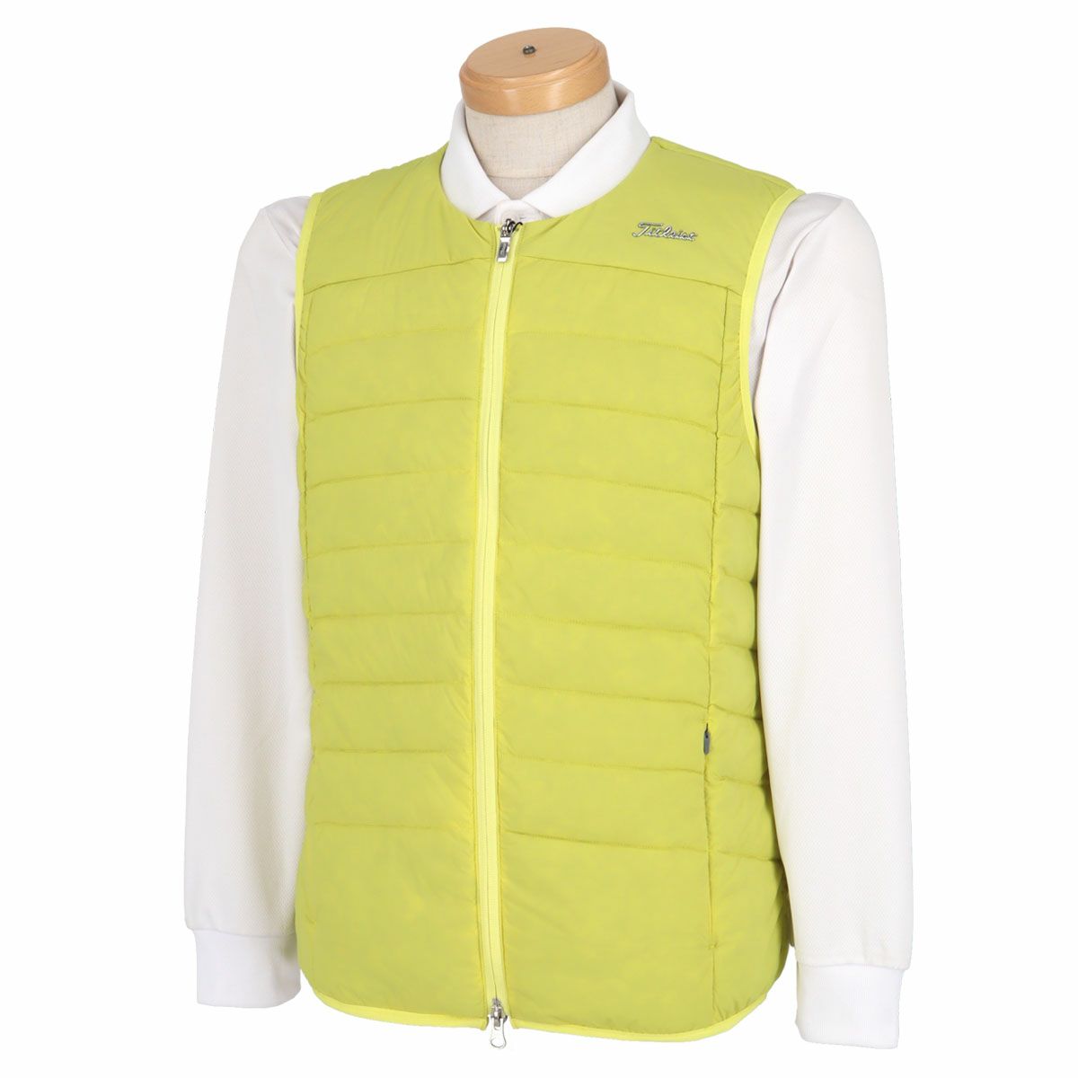 タイトリスト Titleist　メンズ 撥水 防風 ストレッチ 中綿入り フルジップ クルーネック ベスト TWMV2245　2022年モデル イエロー（YW）