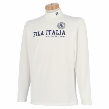 フィラ FILA　メンズ ロゴプリント 裏起毛 ストレッチ 長袖 ハイネックシャツ 781-530Y　2021年モデル ホワイト（WT）