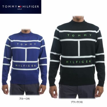 トミー ヒルフィガー ゴルフ　メンズ ロゴプリント ライン使い 長袖 モックネック セーター THMA253　2022年モデル 詳細1