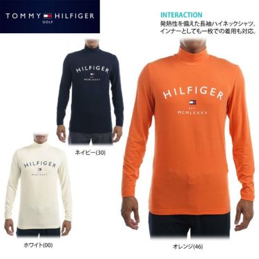 トミー ヒルフィガー ゴルフ　メンズ ロゴプリント ストレッチ 長袖 ハイネックシャツ THMA282　2022年モデル 詳細2