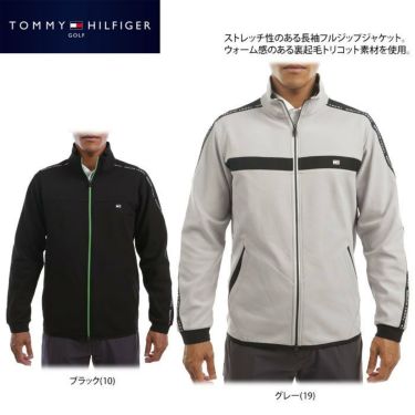 トミー ヒルフィガー ゴルフ　メンズ ロゴテープ ストレッチ 裏起毛 長袖 フルジップ ジャケット THMA257　2022年モデル 詳細2