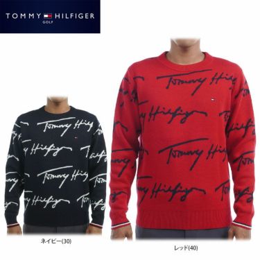 トミー ヒルフィガー ゴルフ　メンズ シグネチャーロゴ ダブルジャカード 長袖 クルーネック セーター THMA277　2022年モデル 詳細1