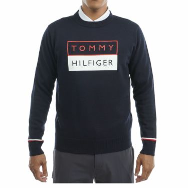 トミー ヒルフィガー ゴルフ　メンズ ボックスロゴ 長袖 クルーネック セーター THMA285　2022年モデル ネイビー（30）