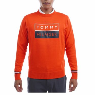 トミー ヒルフィガー ゴルフ　メンズ ボックスロゴ 長袖 クルーネック セーター THMA285　2022年モデル オレンジ（46）