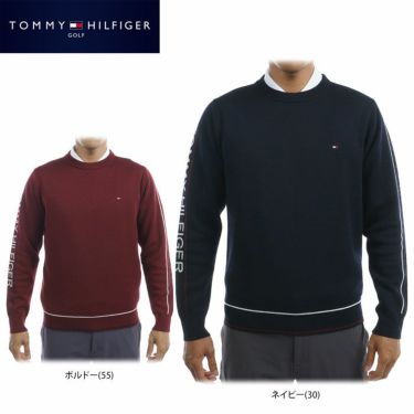 トミー ヒルフィガー ゴルフ　メンズ ロゴジャガード ライン使い 防風 裏地付き 長袖 クルーネック セーター THMA291　2022年モデル 詳細1