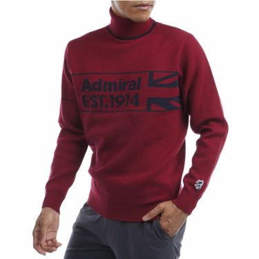 アドミラル Admiral　メンズ ハーフユニオンジャック 長袖 タートルネック セーター ADMA292　2022年モデル ボルドー（55）