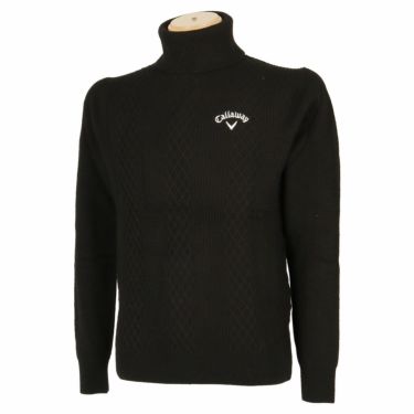 キャロウェイ Callaway　メンズ アラン編み 長袖 タートルネック セーター C22218108　2022年モデル ブラック（1010）
