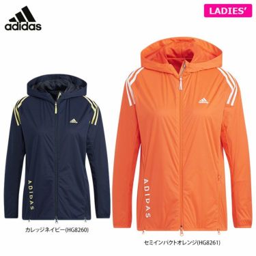 アディダス adidas　レディース 防風 スリーストライプス ストレッチ メッシュ裏地 長袖 フルジップ フード付き ジャケット CD214　2022年モデル 詳細1