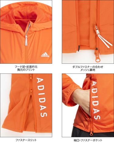 アディダス adidas　レディース 防風 スリーストライプス ストレッチ メッシュ裏地 長袖 フルジップ フード付き ジャケット CD214　2022年モデル 詳細4