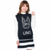 M・U SPORTS エム・ユー スポーツ　レディース UMO クルーネック ニット ベスト 801H6350K　2022年モデル ブラック（005）