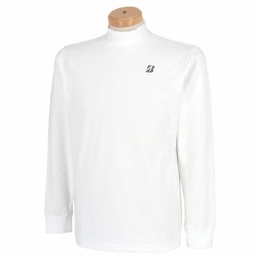 ブリヂストンゴルフ　メンズ 防風 ロゴプリント 4WAYストレッチ 長袖 モックネックシャツ XGM01F　2022年モデル ホワイト（WH）