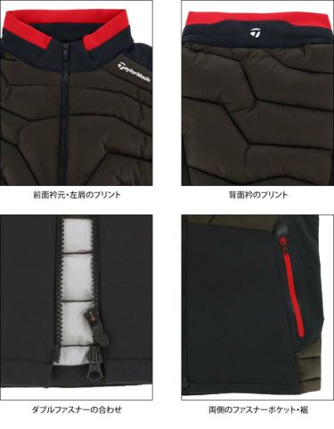 テーラーメイド TaylorMade　メンズ 撥水 防風 生地切替 ストレッチ 中綿 ハイブリット フルジップ ベスト TD425　2022年モデル 詳細4