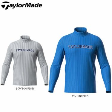 テーラーメイド TaylorMade　メンズ ロゴプリント ストライプ柄 ストレッチ 長袖 モックネックシャツ TD451　2022年モデル 詳細1