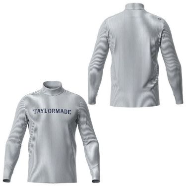 テーラーメイド TaylorMade　メンズ ロゴプリント ストライプ柄 ストレッチ 長袖 モックネックシャツ TD451　2022年モデル 詳細3