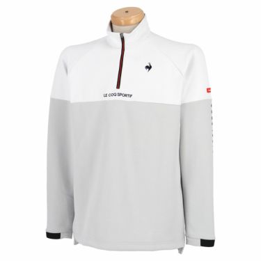 ルコック Le coq sportif　メンズ ロゴデザイン バイカラー ストレッチ 長袖 ハーフジップシャツ QGMUJB12　2022年モデル グレーホワイト（GYWH）