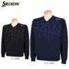 スリクソン SRIXON　メンズ 撥水 編み地切替 ロゴ刺繍 長袖 Vネック セーター RGMUJL02　2022年モデル