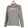 タイトリスト Titleist　レディース ロゴプリント 裏起毛 ストレッチ 長袖 モックネックシャツ TWWC2204　2022年モデル ライトグレー（LG）