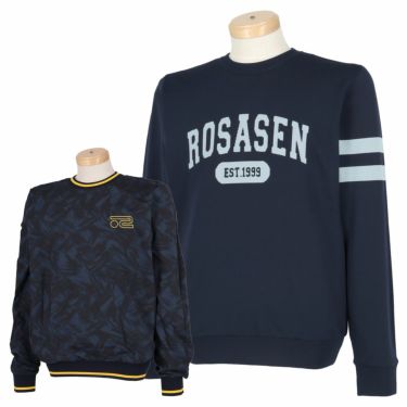 ロサーセン Rosasen　メンズ 撥水 ロゴプリント ニット リバーシブル 長袖 クルーネック プルオーバー 044-17911　2022年モデル ネイビー（98）