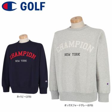 チャンピオンゴルフ ChampionGOLF　メンズ ロゴアップリケ ストレッチ 裏起毛 長袖 スウェット クルーネック プルオーバー C3-WG002　2022年モデル 詳細1