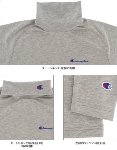 チャンピオンゴルフ ChampionGOLF　メンズ ロゴ刺繍 ストレッチ 長袖 タートルネックシャツ C3-WG408　2022年モデル 詳細4
