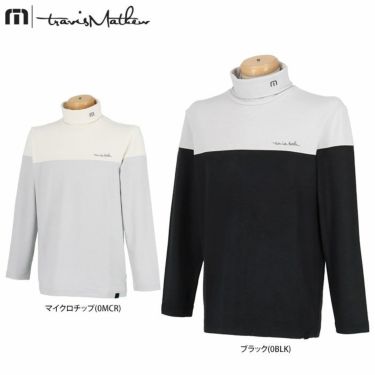 トラヴィスマシュー Travis Mathew　メンズ ロゴ刺繍 バイカラー 微起毛 ストレッチ 長袖 タートルネックシャツ 7AG035　2022年モデル 詳細1