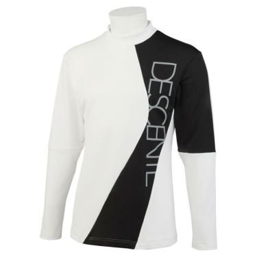 デサントゴルフ DESCENTE GOLF　メンズ ロゴプリント 配色切替 裏起毛 ストレッチ 長袖 モックネックシャツ DGMUJB04　2022年モデル ホワイト（WH00）