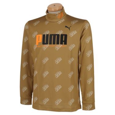 プーマ PUMA　メンズ 飛び柄 鹿の子 長袖 モックネックシャツ 539369　2022年モデル アンティークブロンズ（03）