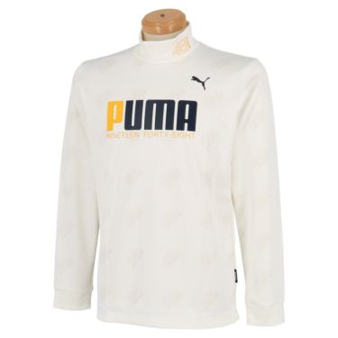 プーマ PUMA　メンズ 飛び柄 鹿の子 長袖 モックネックシャツ 539369　2022年モデル ブライトホワイト（04）