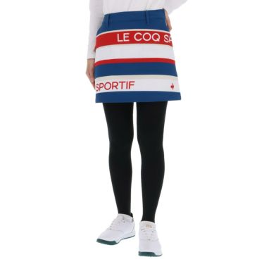 ルコック Le coq sportif　レディース マルチボーダー柄 ストレッチ 撥水 ロゴデザイン 中綿 スカート QGWUJE06　2022年モデル ブルー（BL00）