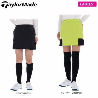 テーラーメイド TaylorMade　レディース 撥水 ロゴプリント ストレッチ フリース裏地 部分プリーツ インナーパンツ一体型 スコート TD527　2022年モデル 詳細1